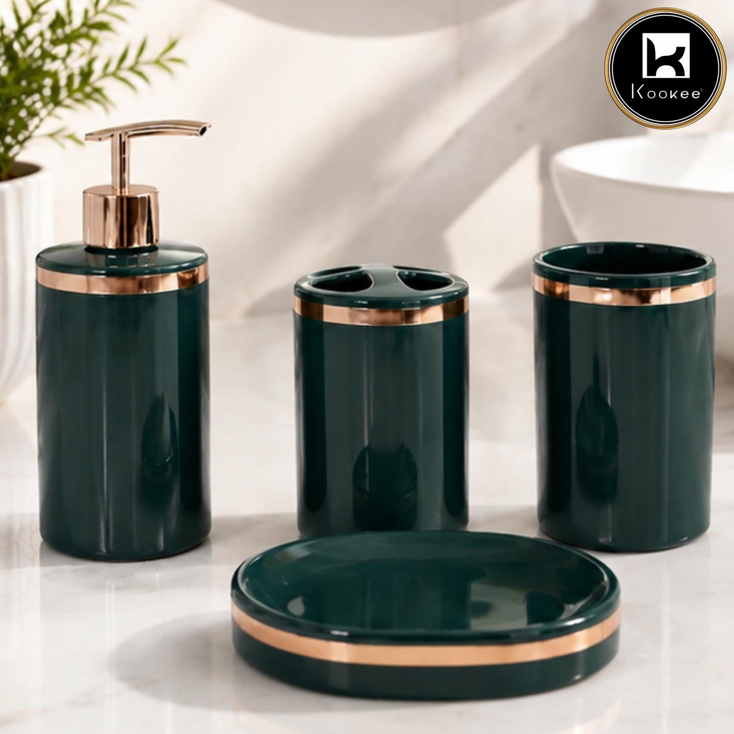 Kookee Ceramic Bathroom Sets, Green, ART12385
