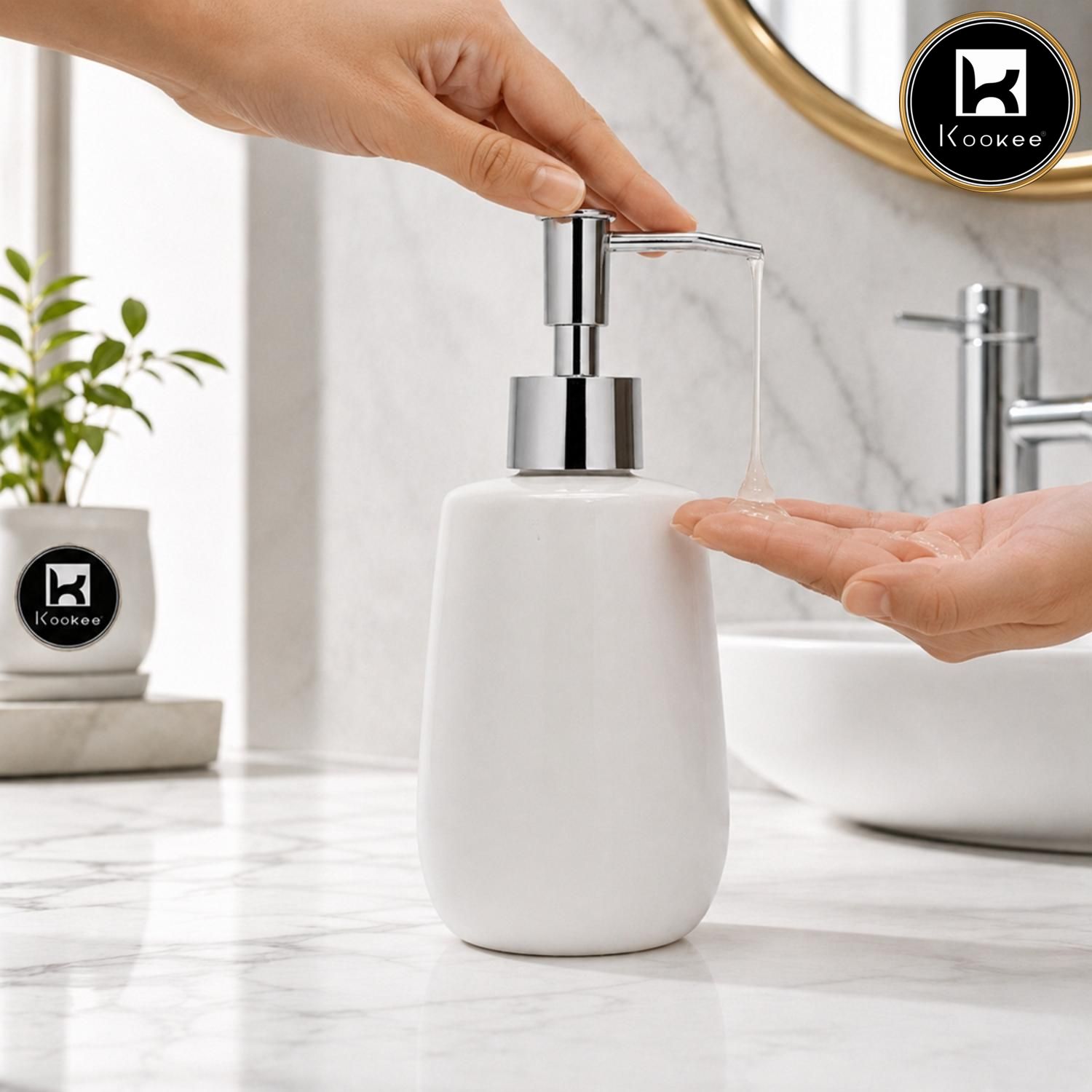 Kookee Ceramic Soap Dispensers, White, ART12394