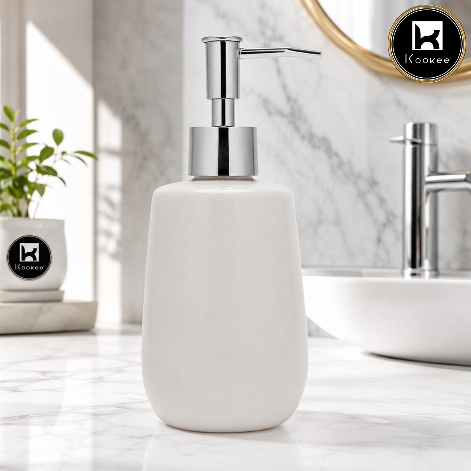 Kookee Ceramic Soap Dispensers, White, ART12394