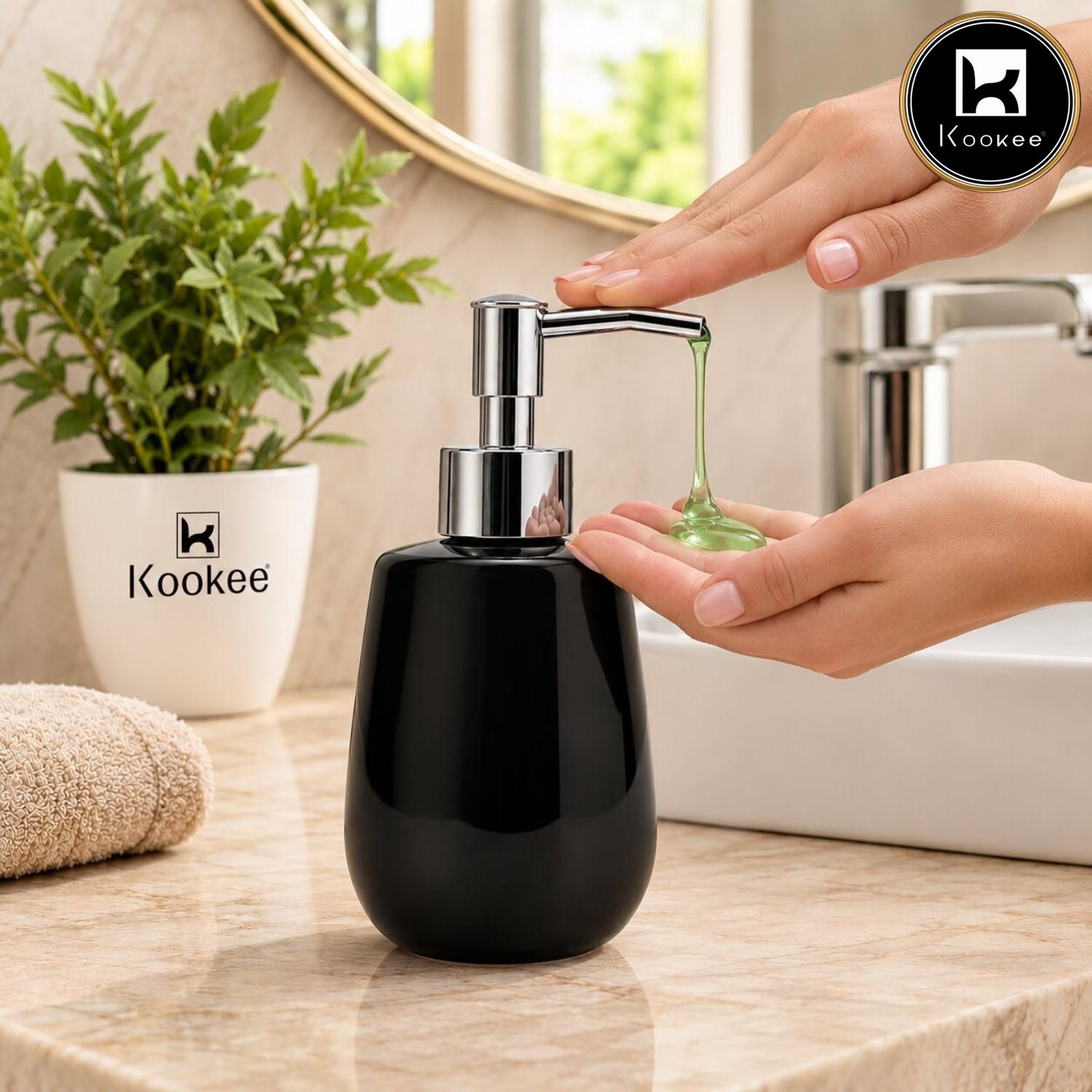Kookee Ceramic Soap Dispensers, Black, ART12395