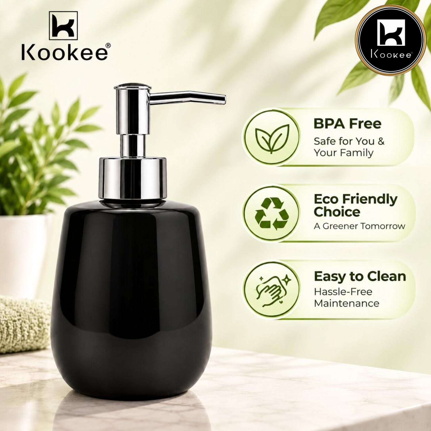 Kookee Ceramic Soap Dispensers, Black, ART12395