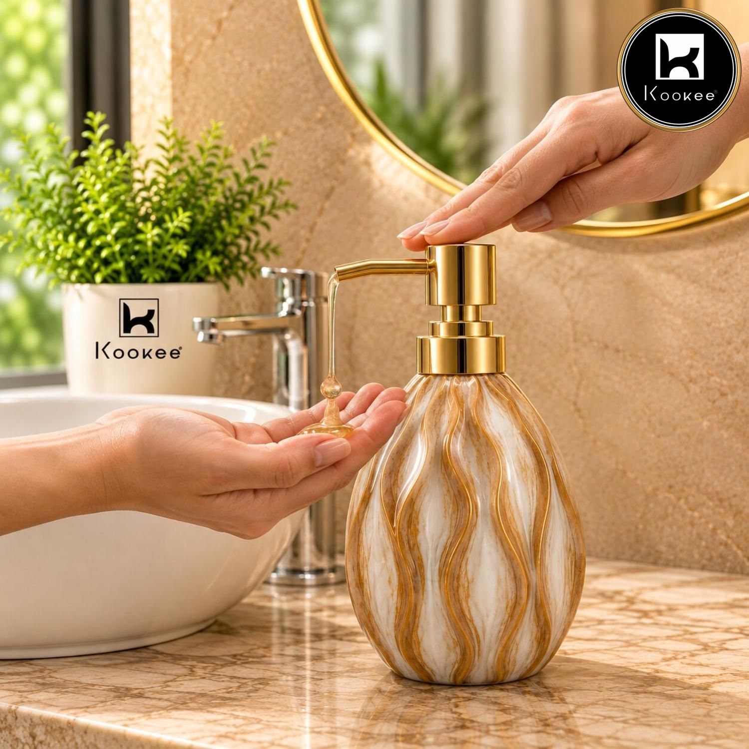 Kookee Ceramic Soap Dispensers, Brown, ART12396