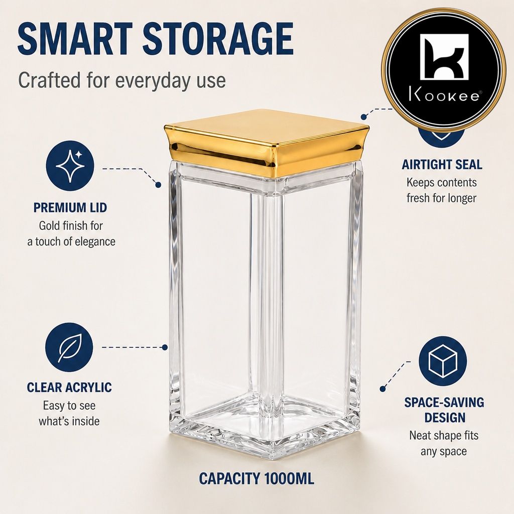 Kookee Canister Jars (Acrylic), Gold, ART12406