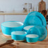 Plastic Airtight Food Storage Container with Lid, Set of 4, Round, Blue