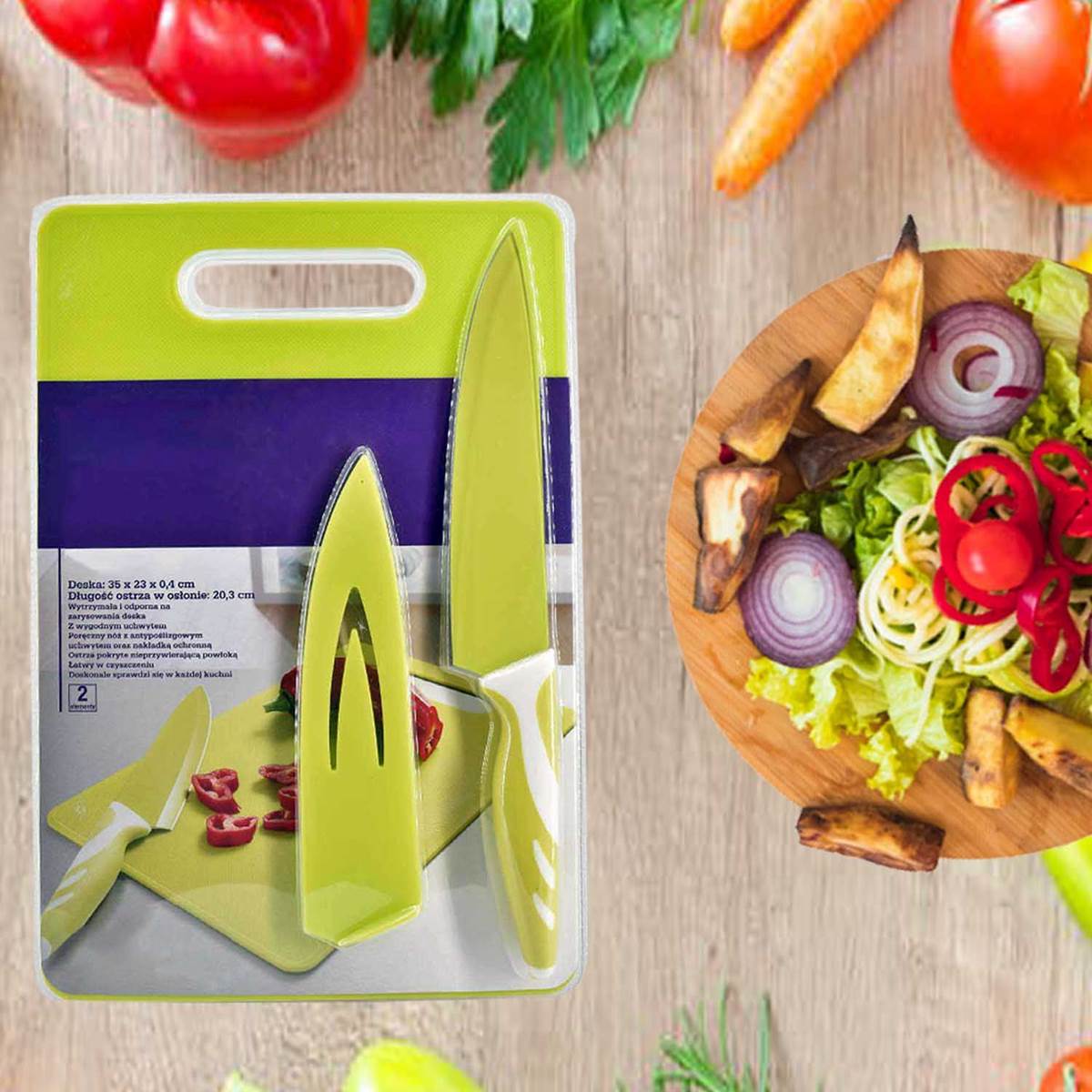 Kitchen Chopping Board with Knife Set of 2, Sharp and Durable Cutting Vegetable (866)