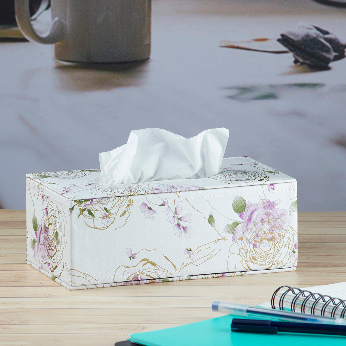 PU Leather Tissue Box Holder of Tissue Paper, Napkin, Rectangle (D-1-B)