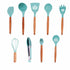 Silicone Kitchen Utensil Spoon 9 Pieces Cooking & Baking Tool Sets - Sea Green