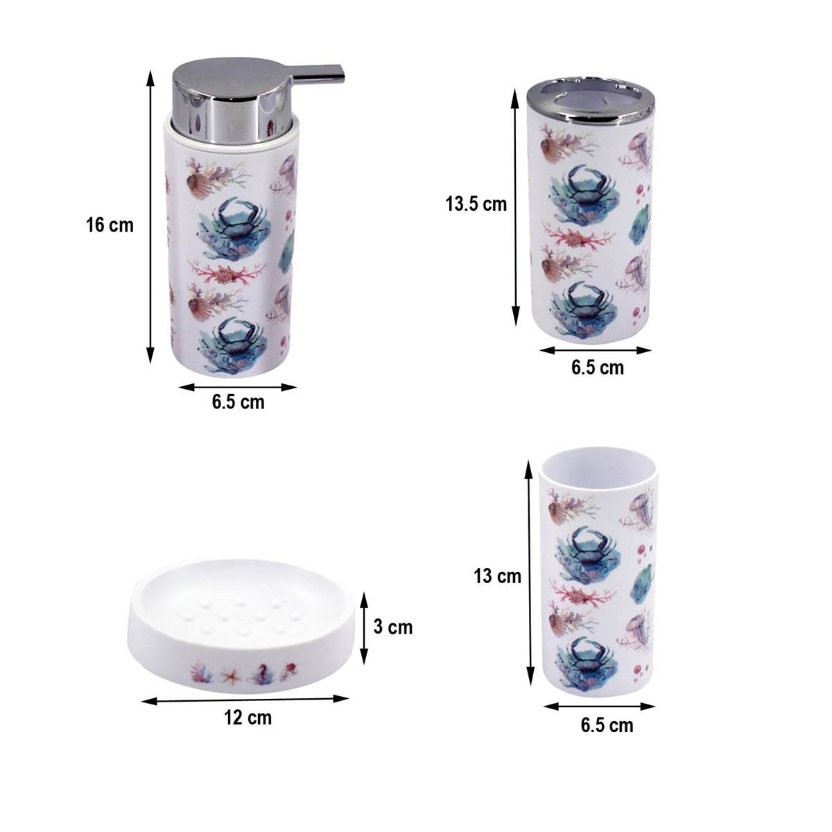 Acrylic Bathroom Accessories Set of 4 Bath Set with Soap Dispenser (5800)