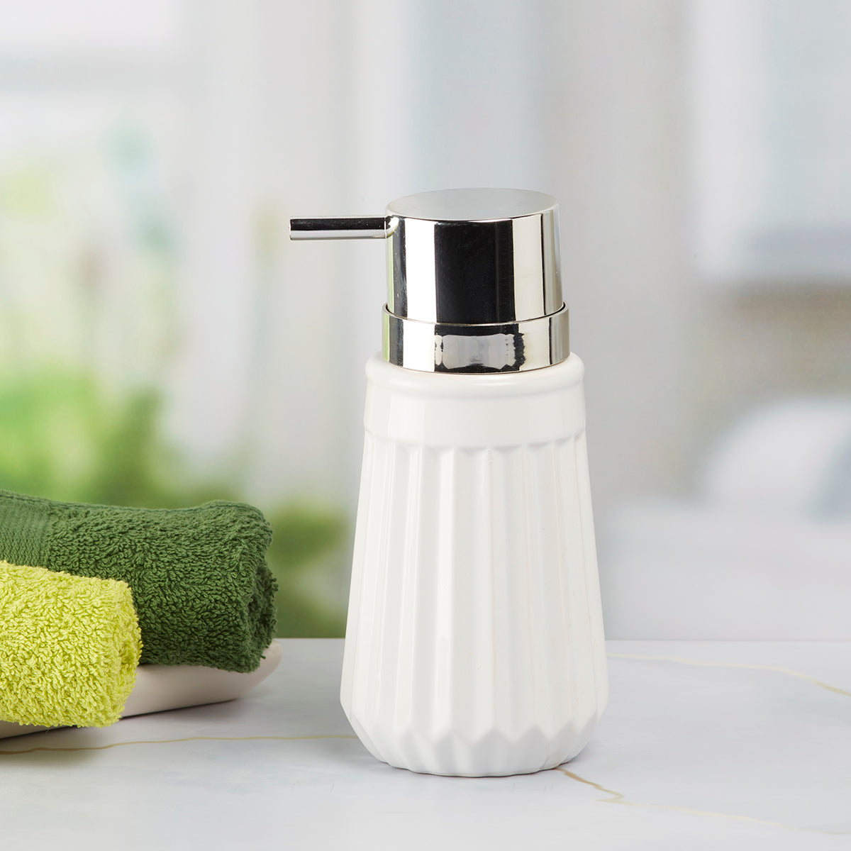 Ceramic Soap Dispenser Pump for Bathroom for Bath Gel, Lotion, Shampoo (6084)