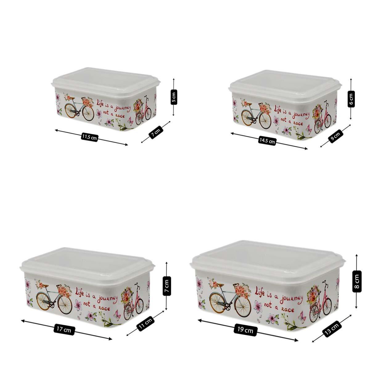 Plastic Airtight Food Storage Container with Lid, Set of 4, Rectangle (141-3D)