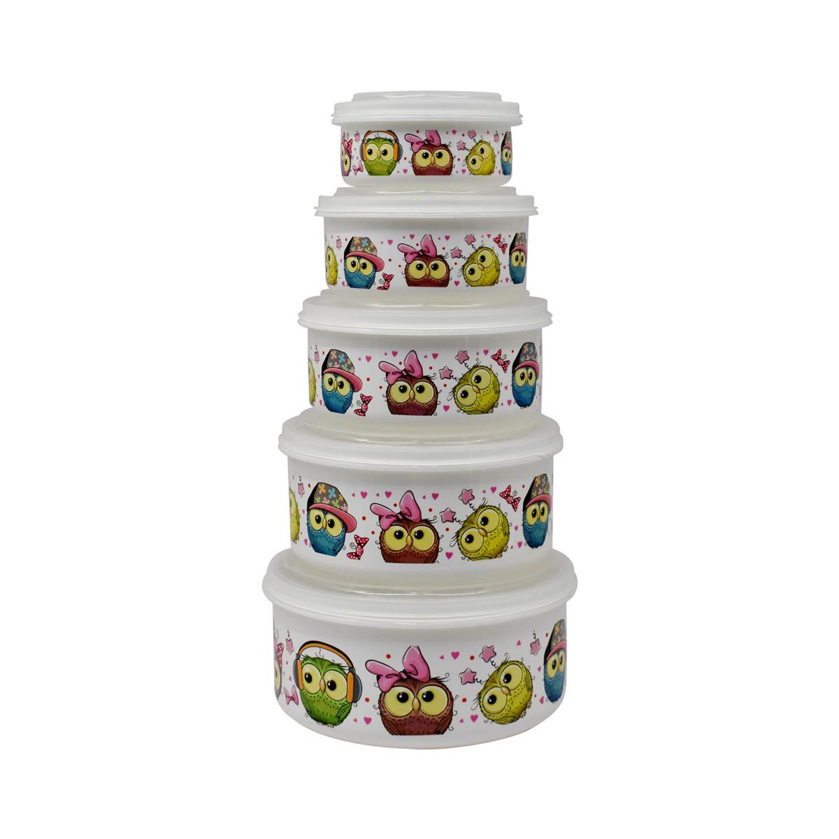 Plastic Airtight Food Storage Container with Lid, Set of 5, Round (141-2A)