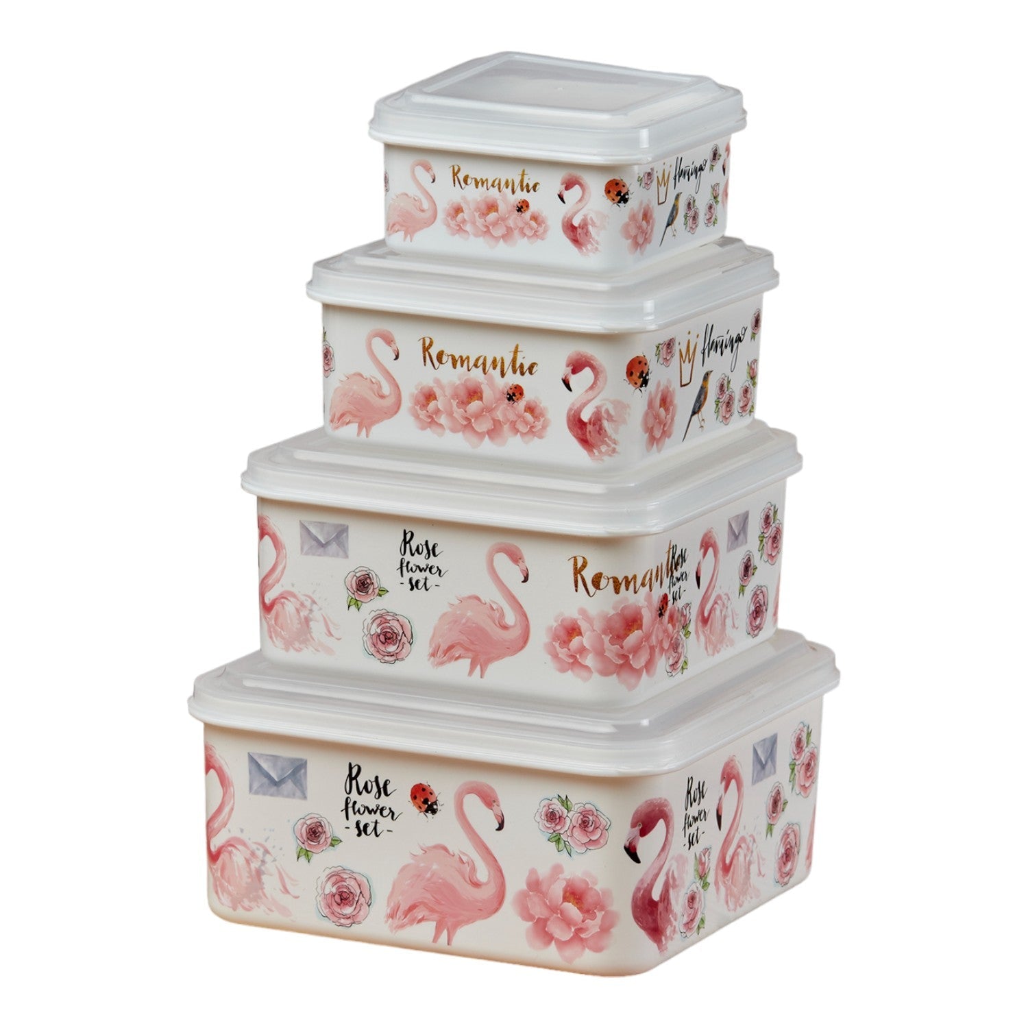 Plastic Airtight Food Storage Container with Lid, Set of 4, Square (141-1B)