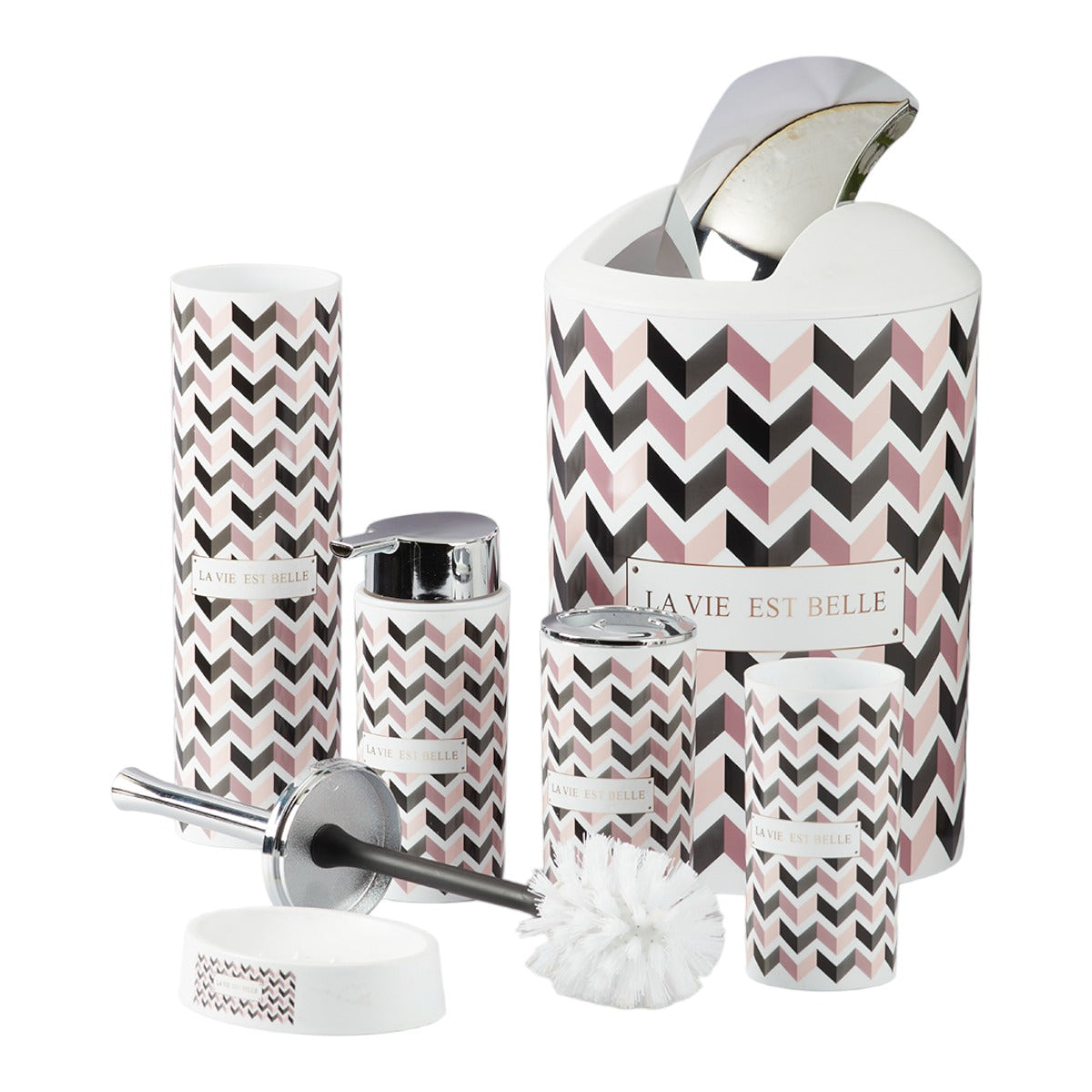 Acrylic Bathroom Accessories Set of 6 Bath Set with Soap Dispenser (6225)