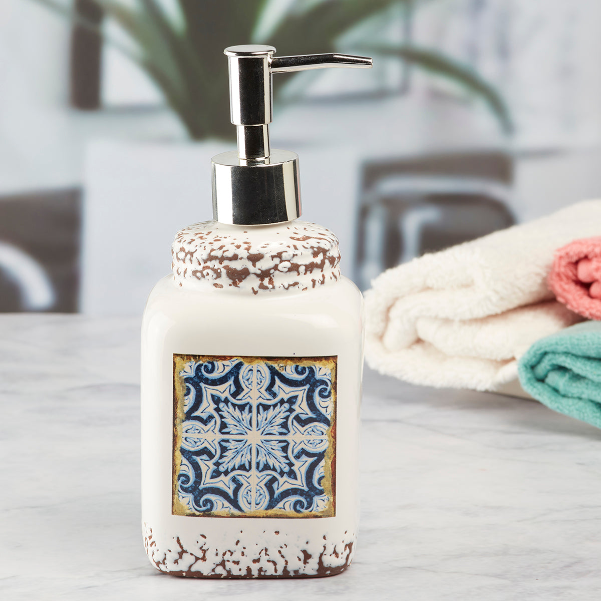 Ceramic Soap Dispenser handwash Pump for Bathroom, Set of 1, White (6292)