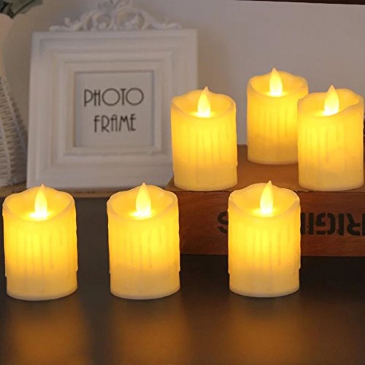 LED Light Flamless Plastic Tea Light Candles Set of 6 (ART06300)