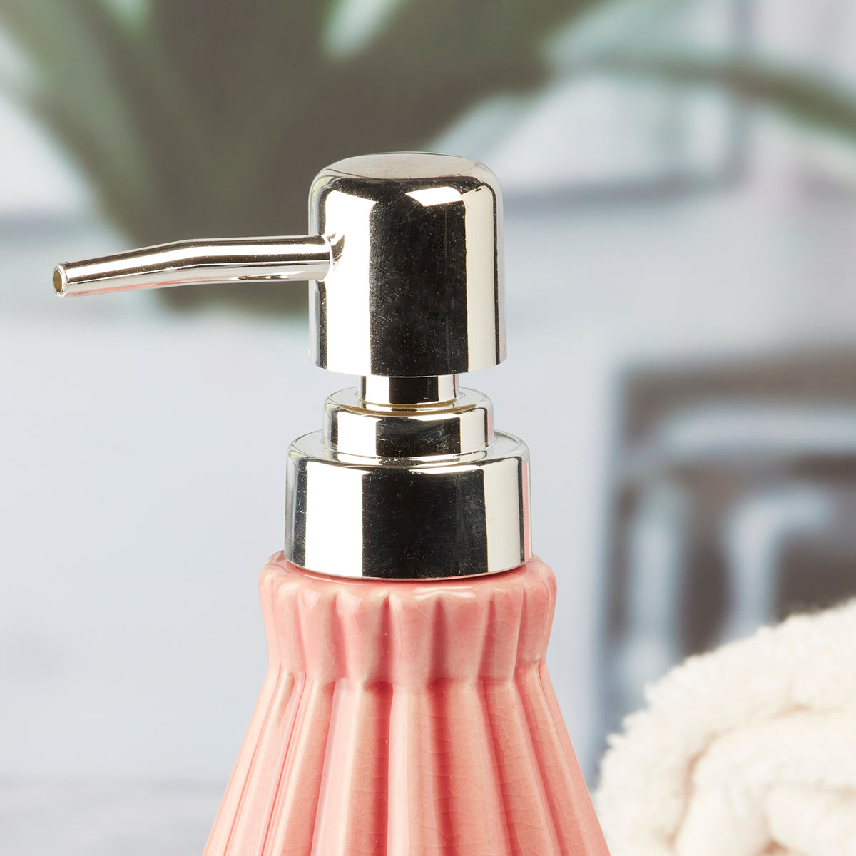 Ceramic Soap Dispenser handwash Pump for Bathroom, Set of 1, Peach (7627)