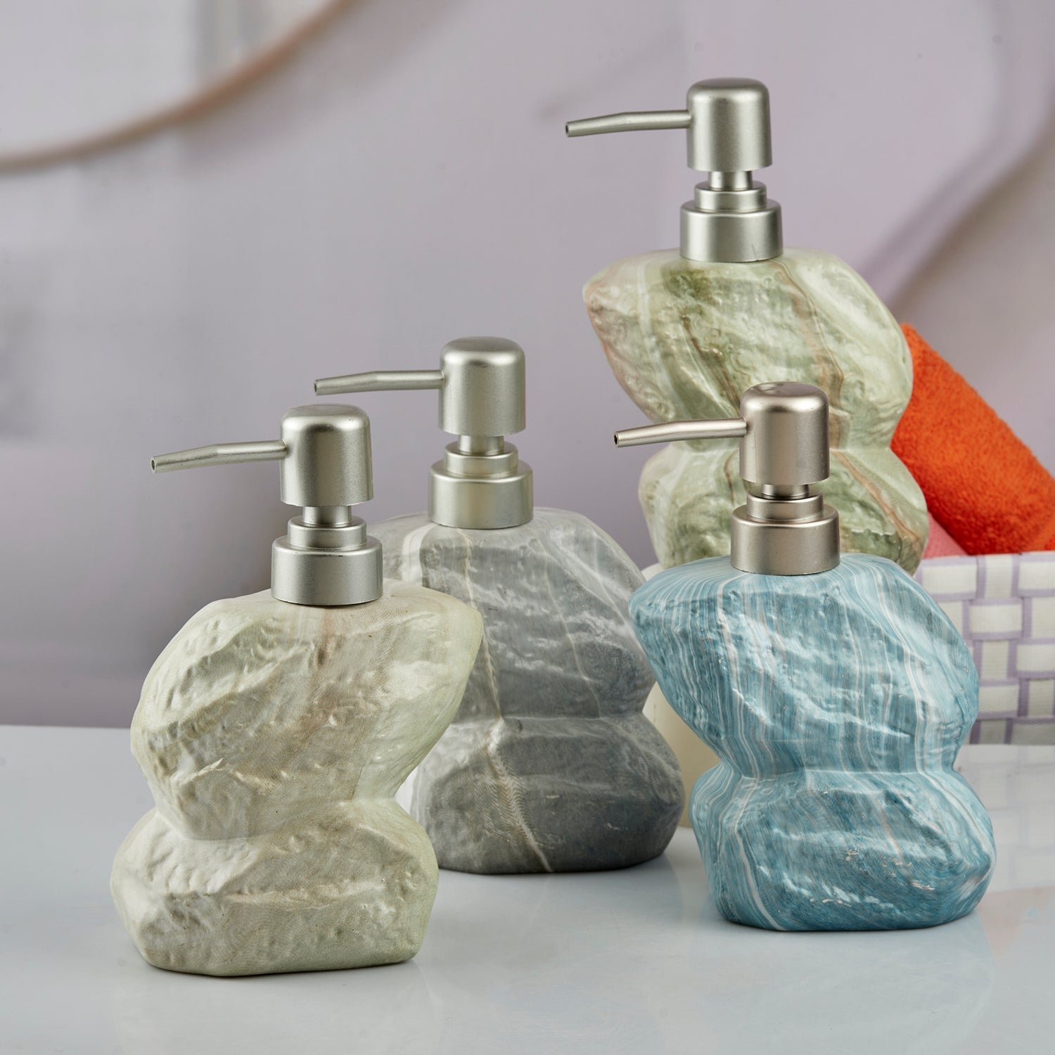 Ceramic Soap Dispenser Pump for Bathroom for Bath Gel, Lotion, Shampoo (7629)