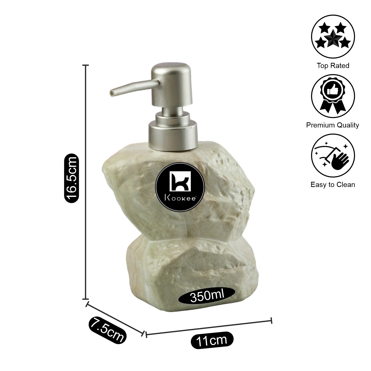 Ceramic Soap Dispenser Pump for Bathroom for Bath Gel, Lotion, Shampoo (7629)