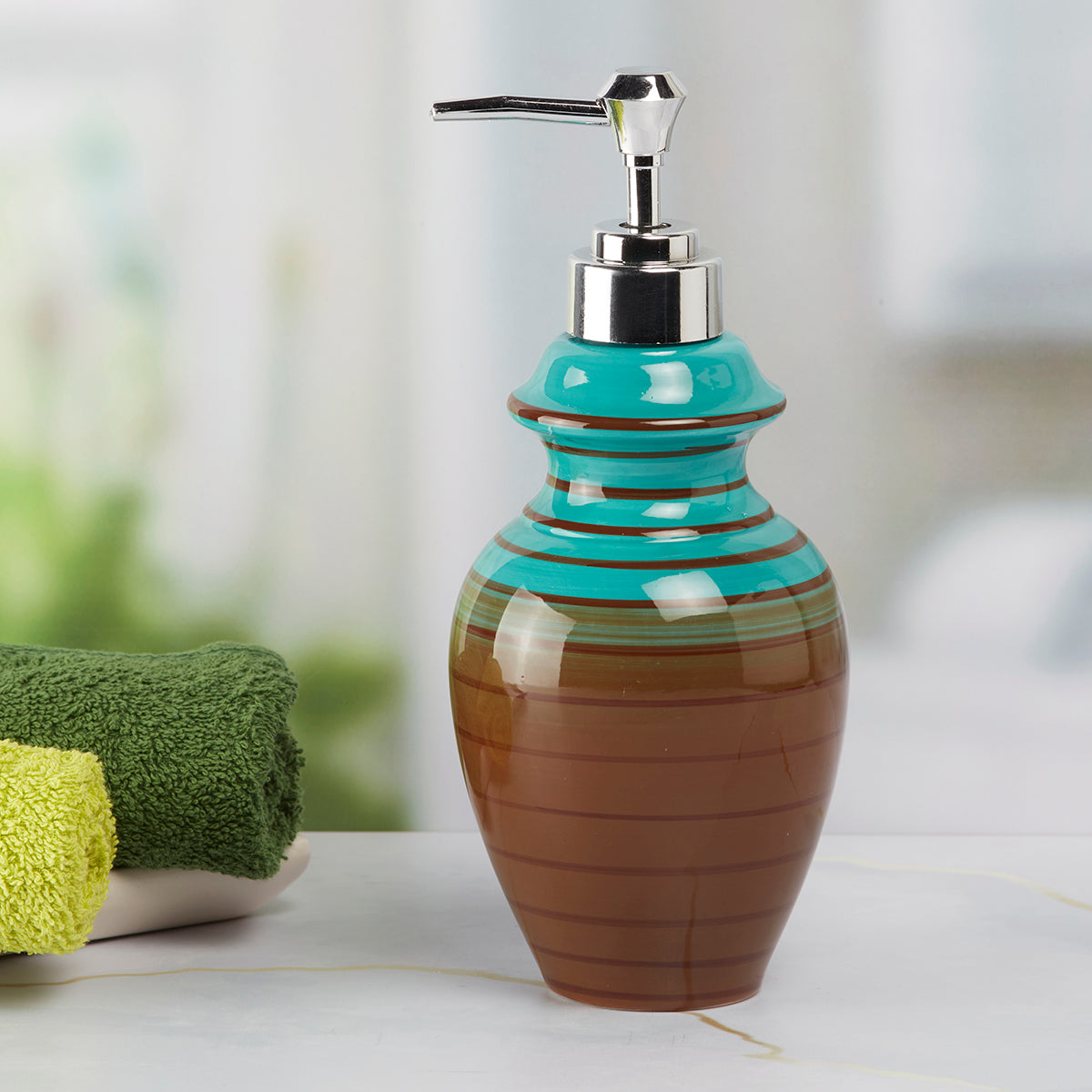 Ceramic Soap Dispenser Pump for Bathroom for Bath Gel, Lotion, Shampoo (7638)