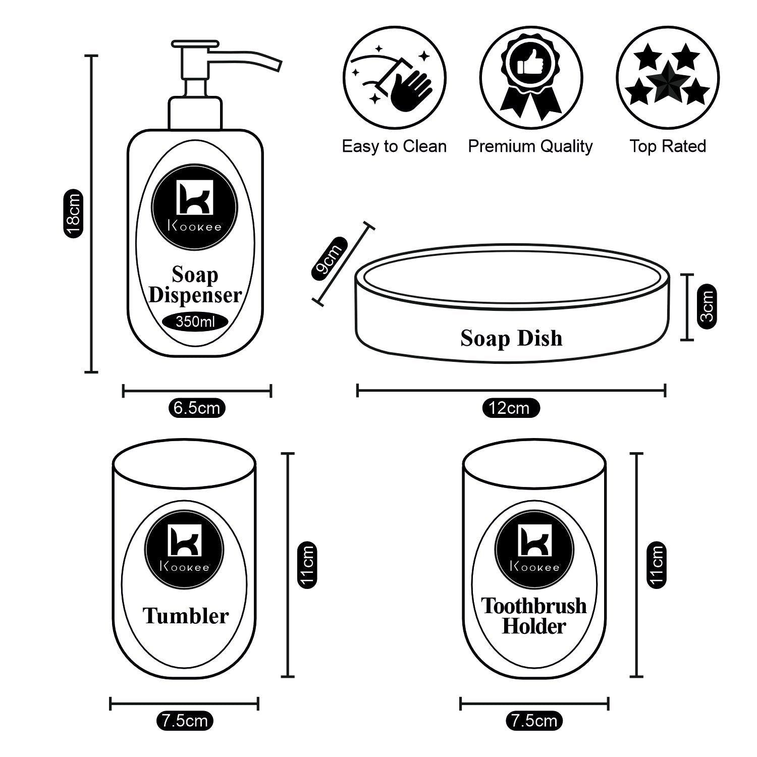 Ceramic Bathroom Accessories Set of 4 Bath Set with Soap Dispenser (7654)