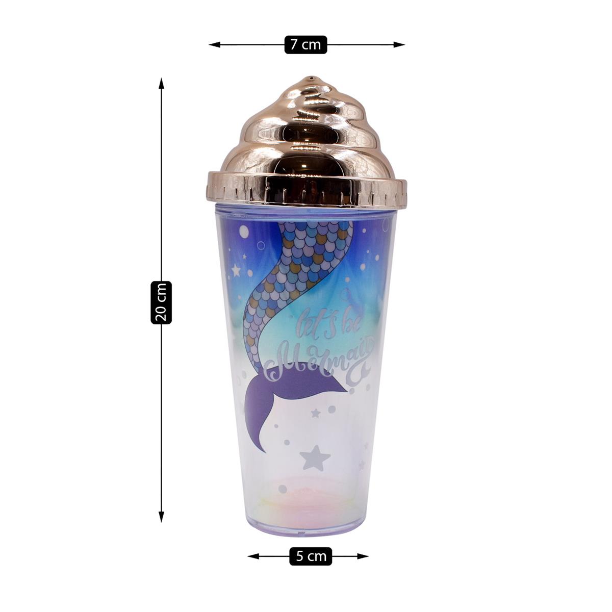 Acrylic Sipper, Cup, Tumbler Frosted with Straw and Lid - 270ml (BH-009-B)
