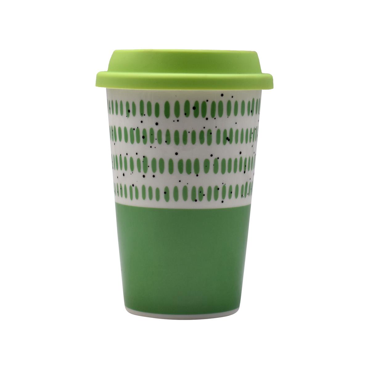 Ceramic Coffee or Tea Tall Tumbler with Silicone Lid - 275ml (BPM4724-A)