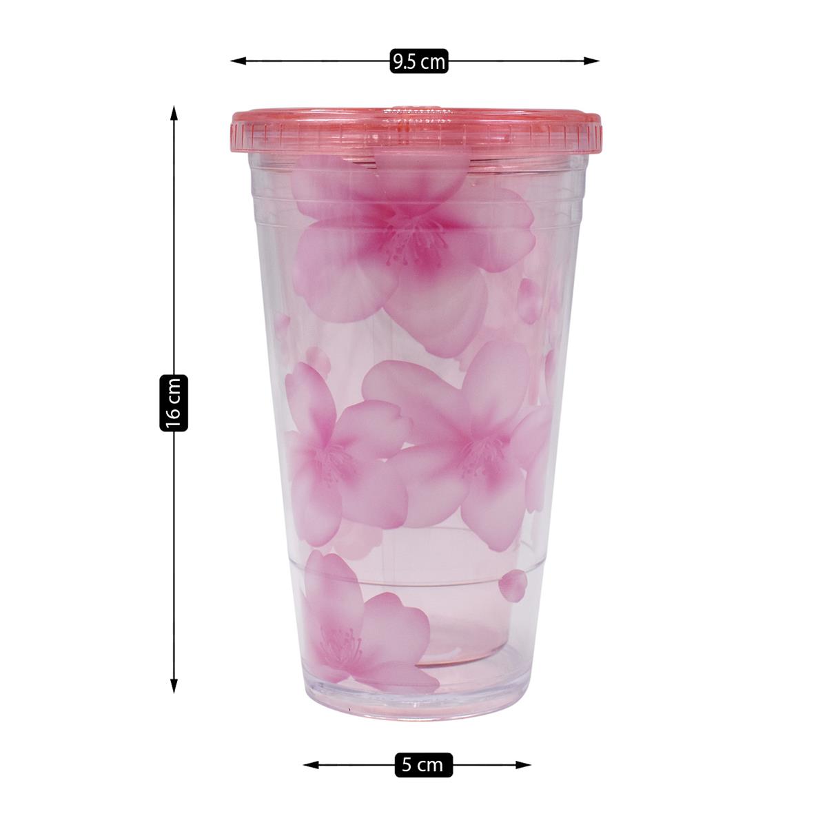 Acrylic Sipper, Cup, Tumbler Frosted with Straw and Lid - 300ml (YH-050-C)