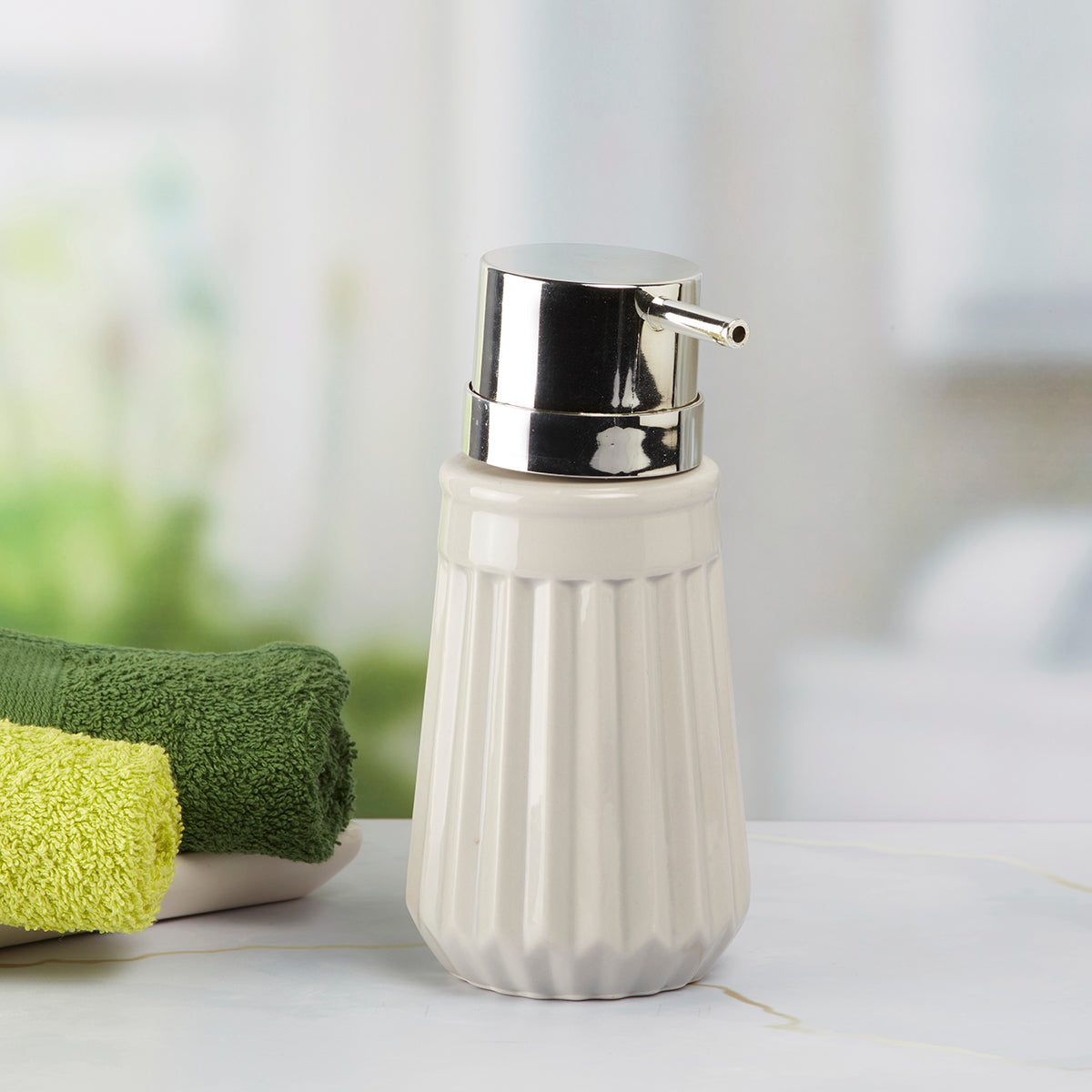 Ceramic Soap Dispenser handwash Pump for Bathroom, Set of 1, Grey (7983)