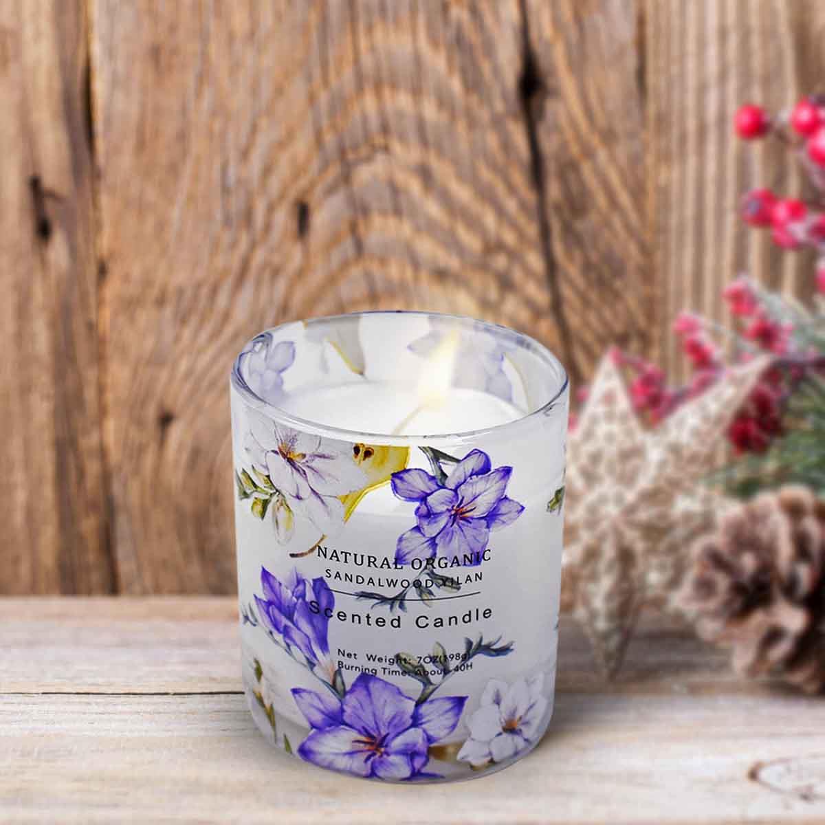 Soy Wax Scented Candle in Glass Jar (40H Burn Time) (AXW2005-B)