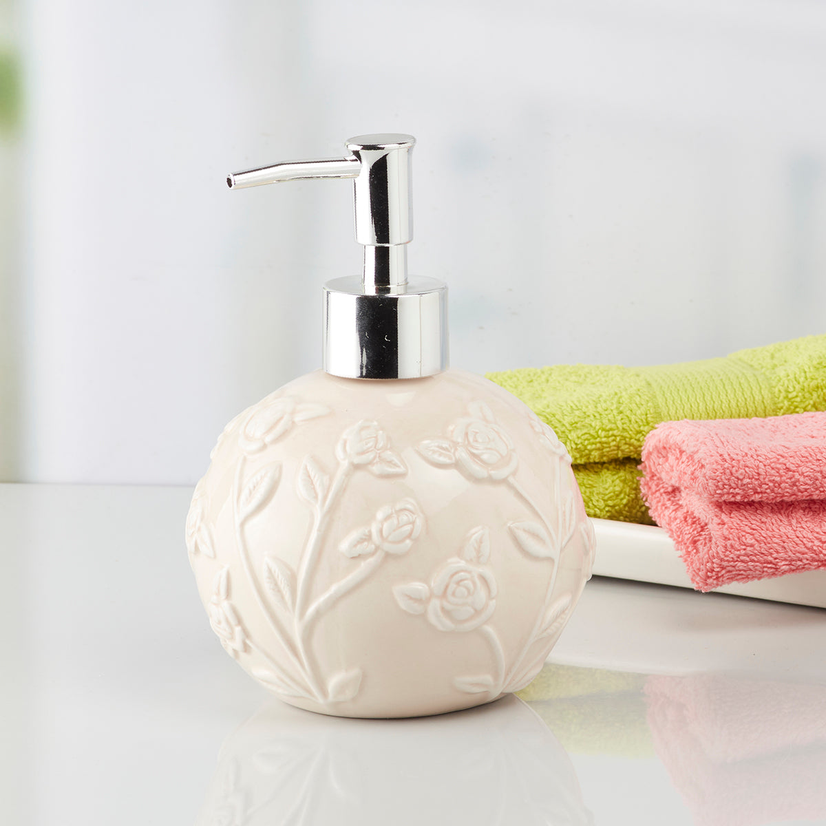 Ceramic Soap Dispenser Pump for Bathroom for Bath Gel, Lotion, Shampoo (8019)