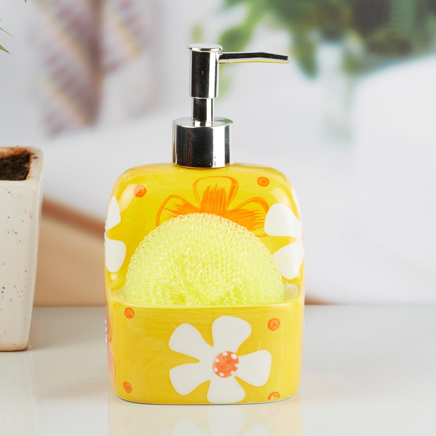 Ceramic Soap Dispenser Pump for Bathroom for Bath Gel, Lotion, Shampoo (8047)
