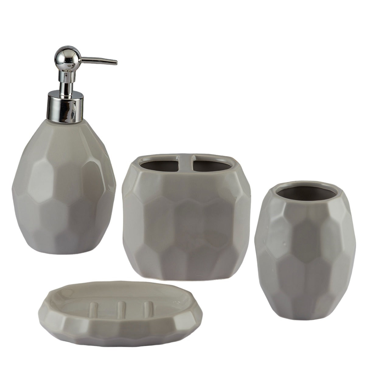 Ceramic Bathroom Accessories Set of 4 Bath Set with Soap Dispenser (8106)