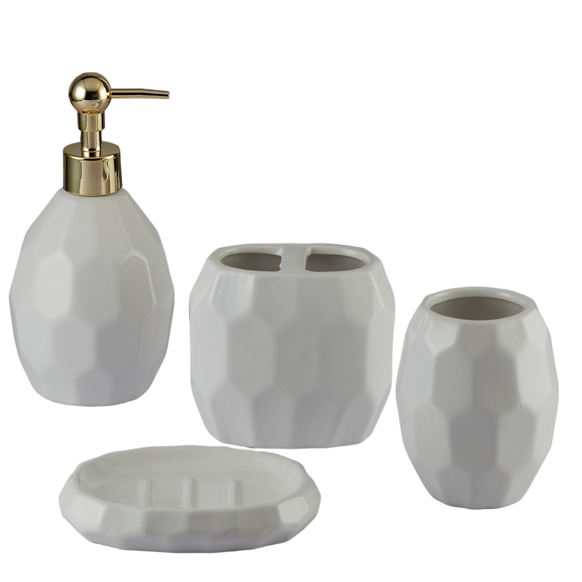 Ceramic Bathroom Accessories Set of 4 Bath Set with Soap Dispenser (8108)