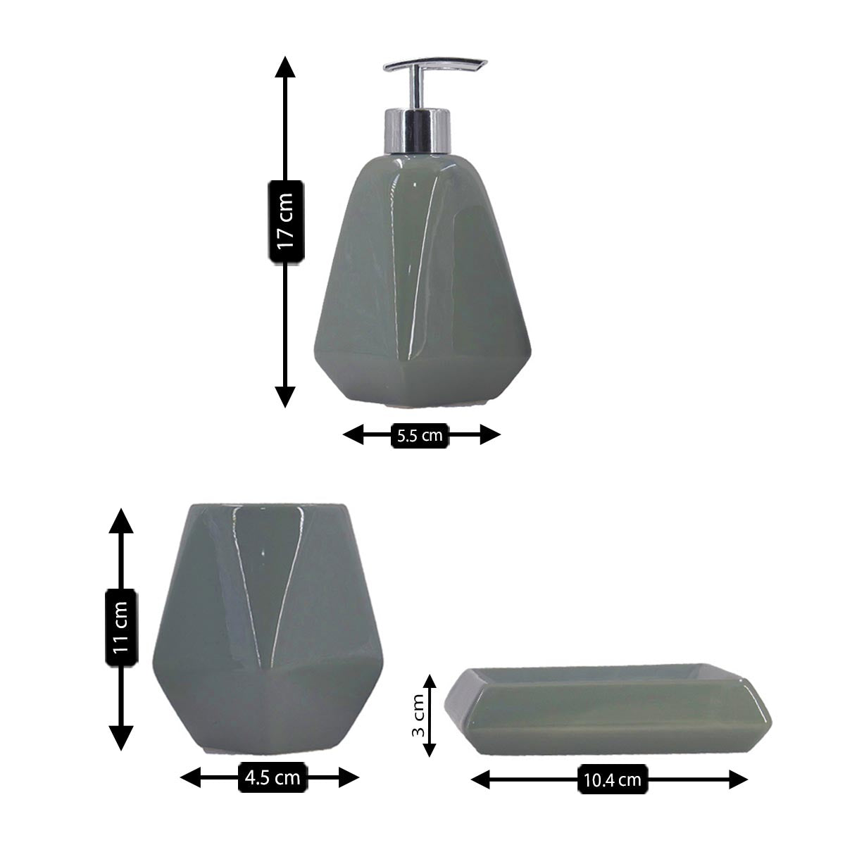 Ceramic Bathroom Accessories Set of 3 Bath Set with Soap Dispenser (8127)