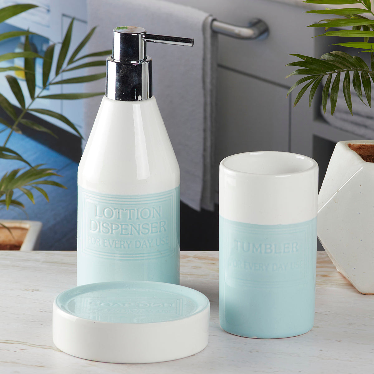Ceramic Bathroom Accessories Set of 3 Bath Set with Soap Dispenser (8129)