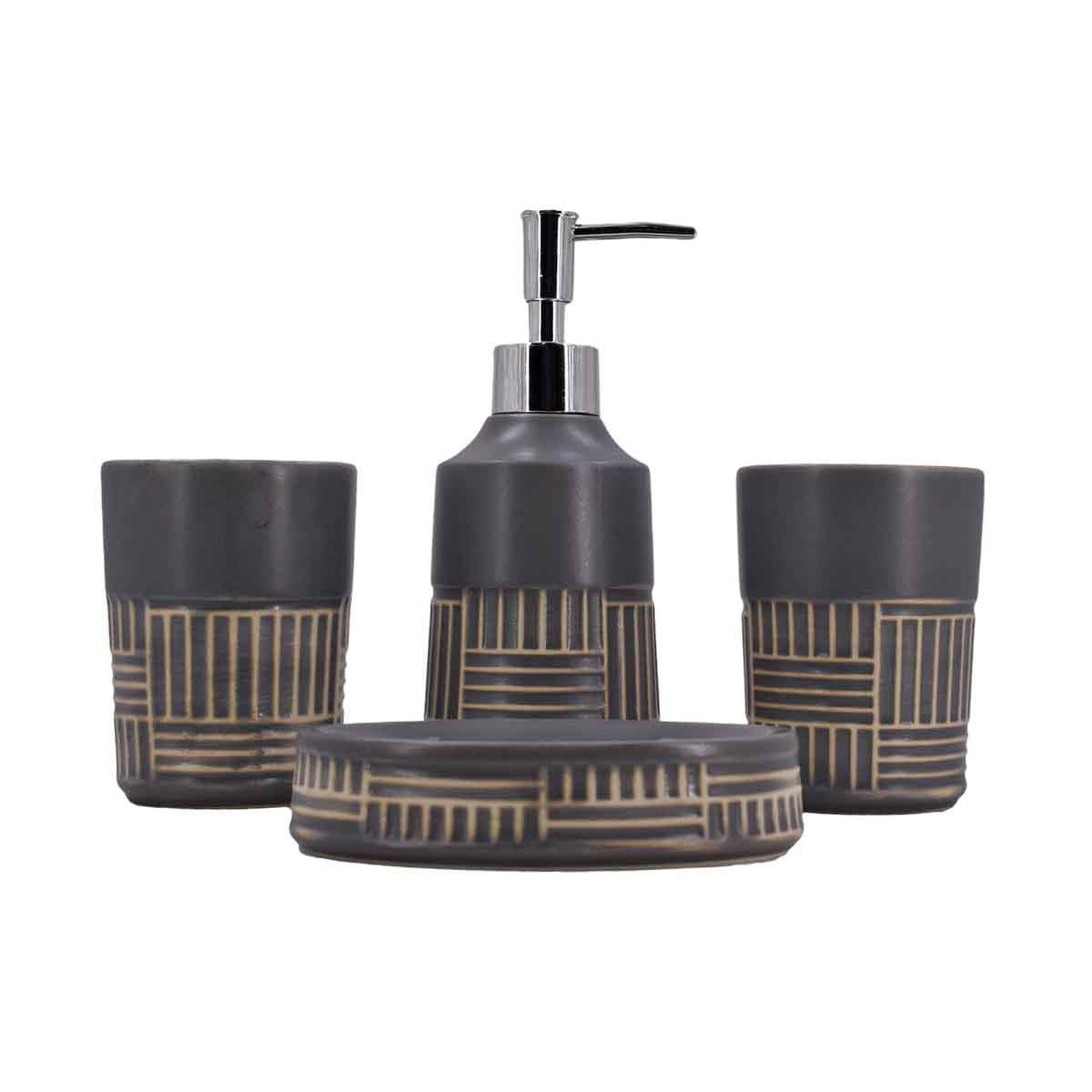 Ceramic Bathroom Accessories Set of 4 Bath Set with Soap Dispenser (8144)