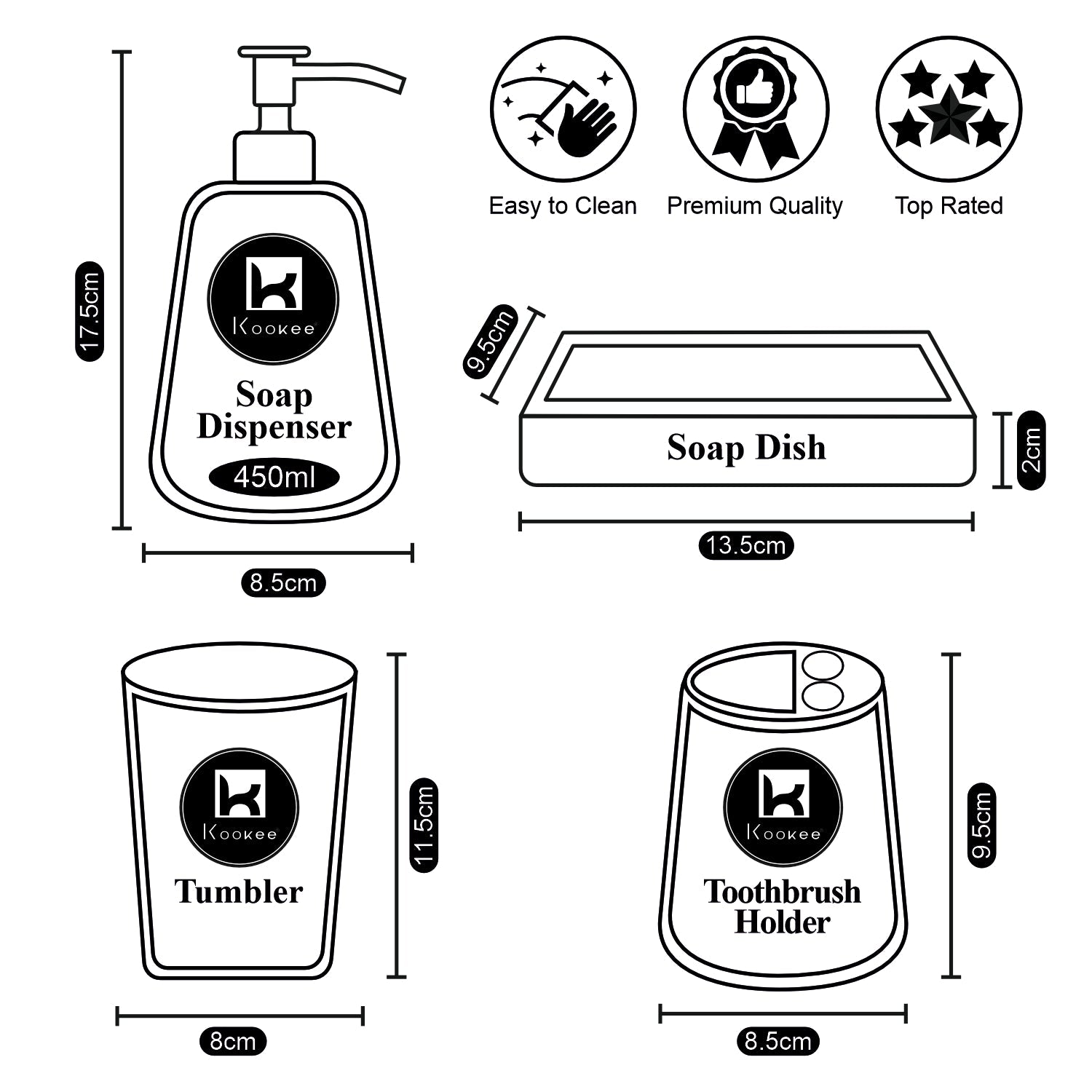 Ceramic Bathroom Accessories Set of 4 Bath Set with Soap Dispenser (8157)