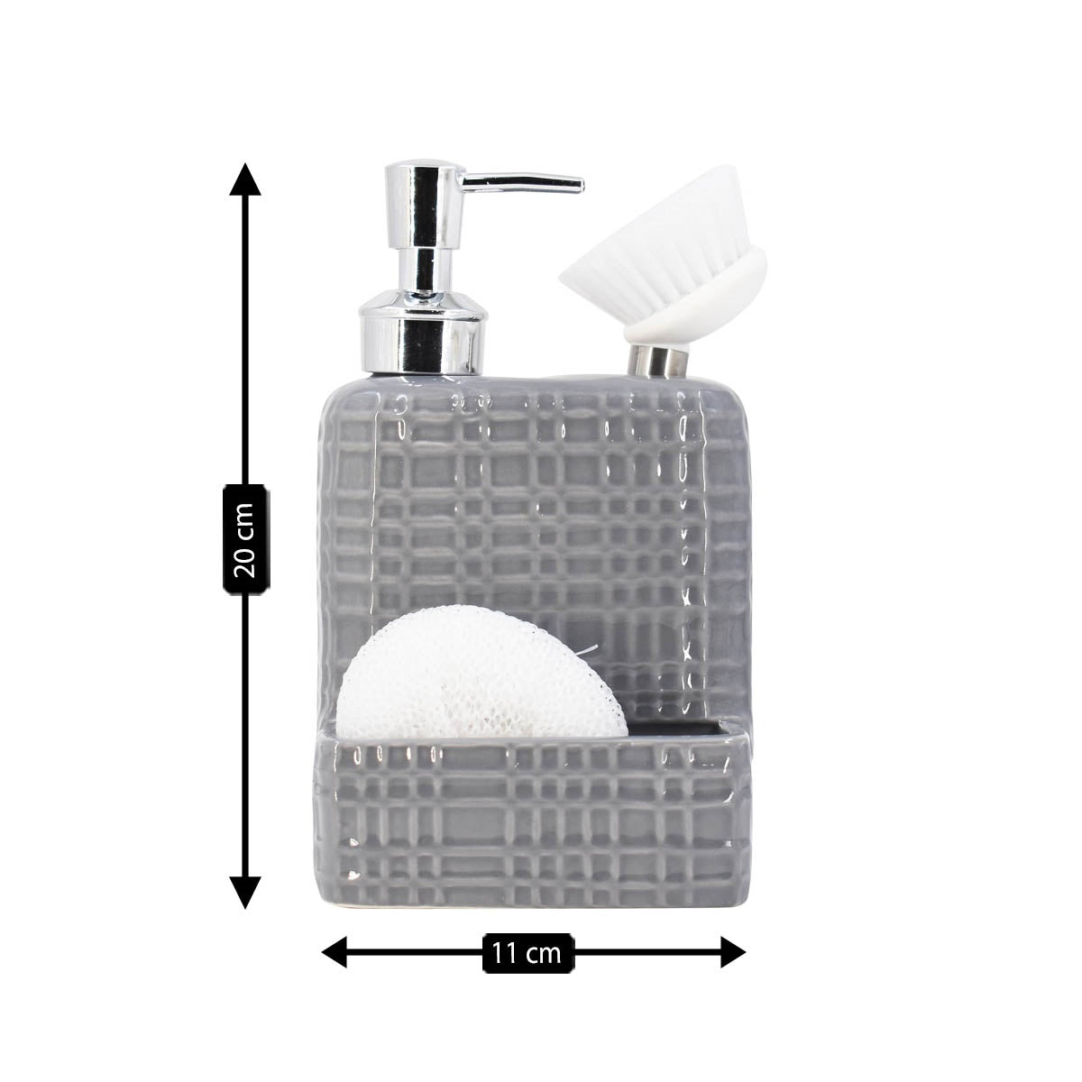 Ceramic Soap Dispenser handwash Pump for Bathroom, Set of 1, Grey (8209)