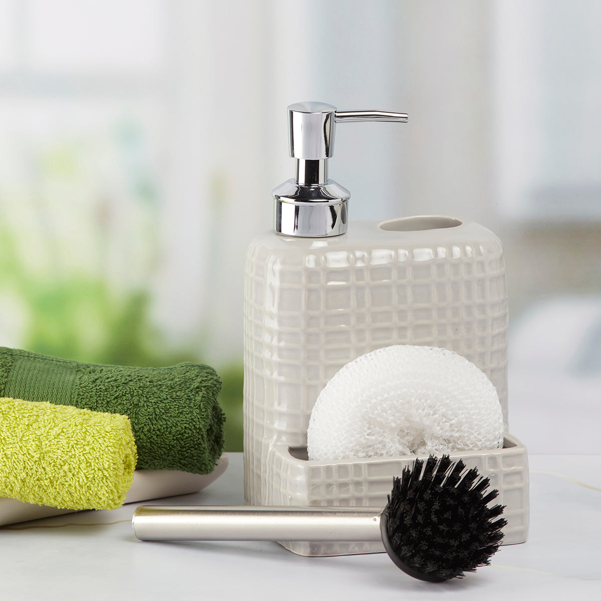 Ceramic Soap Dispenser Pump for Bathroom for Bath Gel, Lotion, Shampoo (8212)