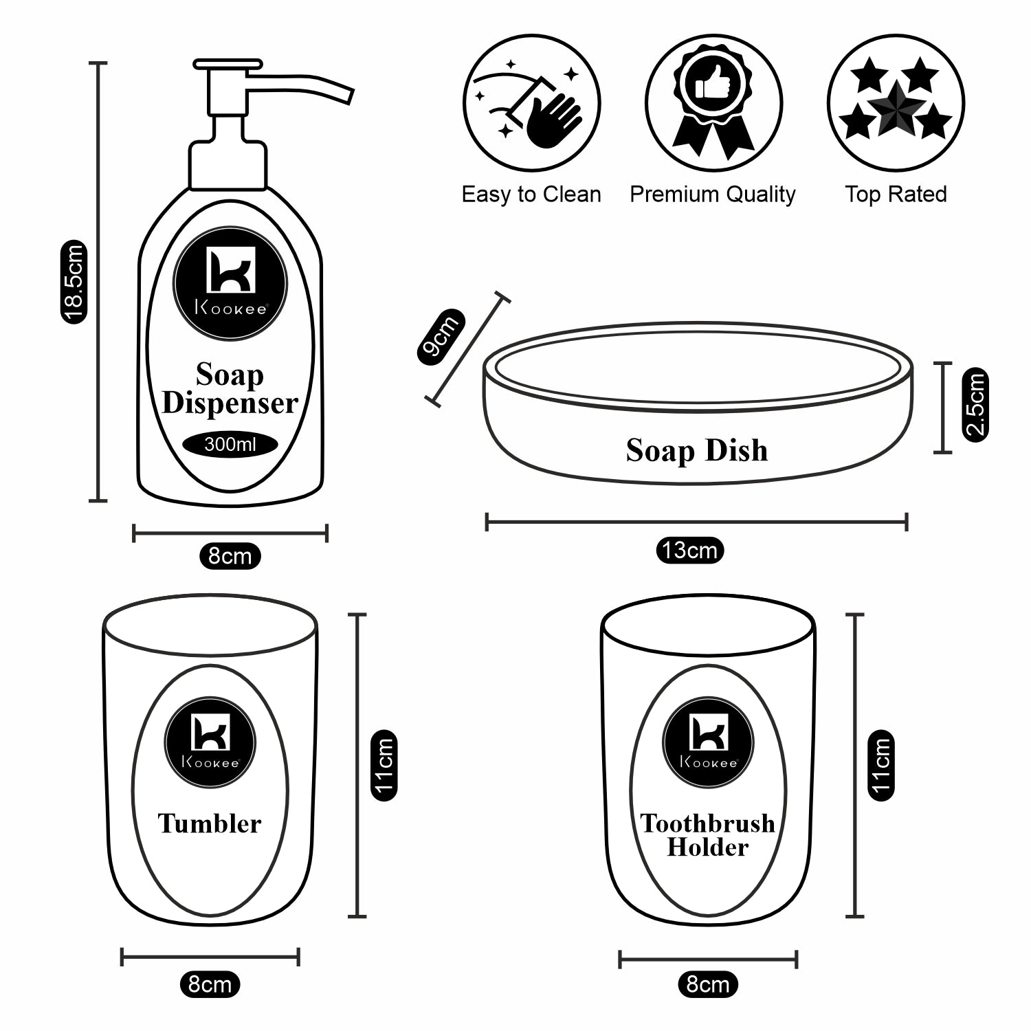 Ceramic Bathroom Accessories Set of 4 Bath Set with Soap Dispenser (8235)
