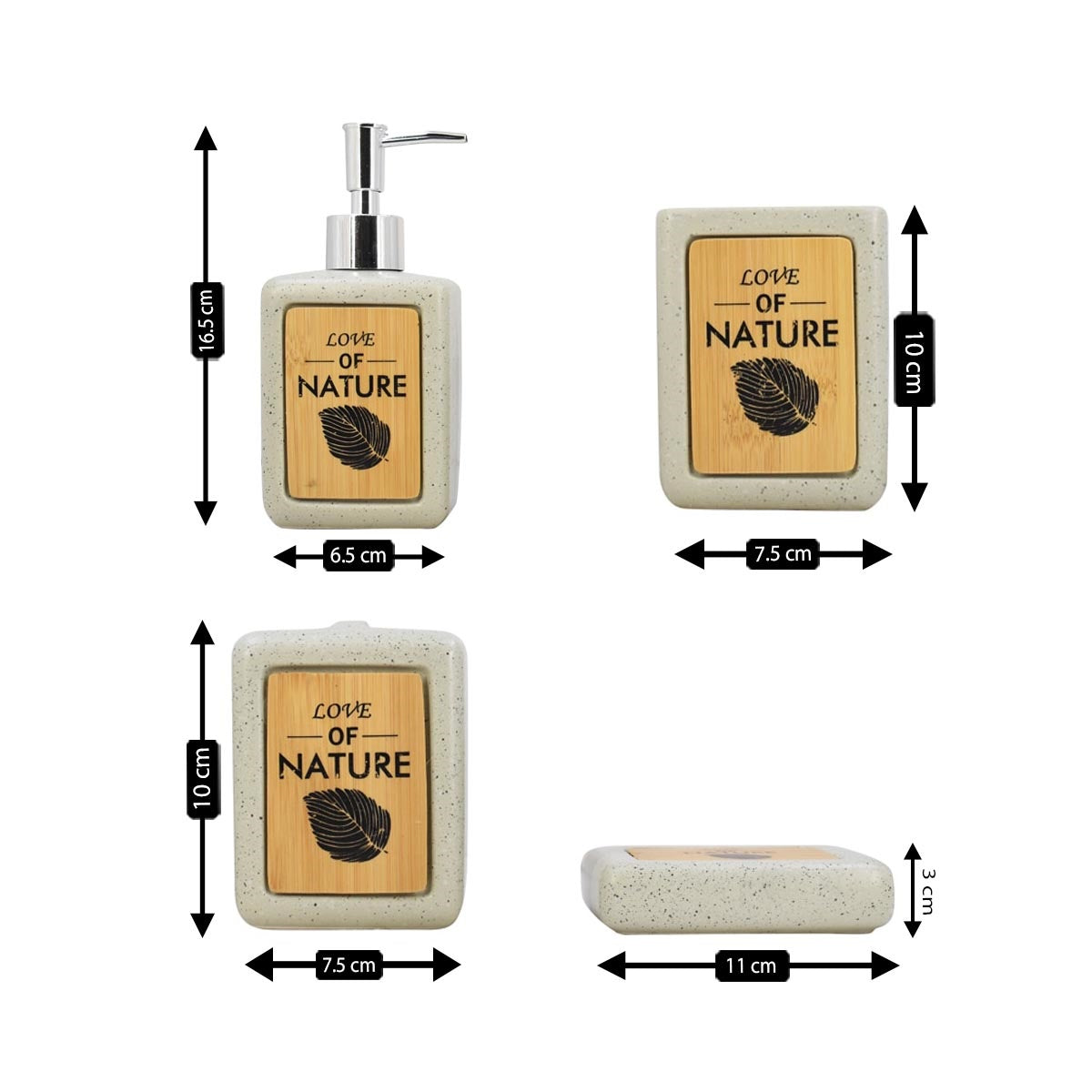 Ceramic Bathroom Accessories Set of 4 Bath Set with Soap Dispenser (8240)