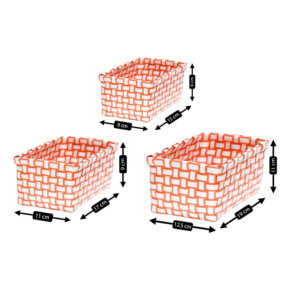 Woven Storage Organizer Nylon Basket Set of 3 (91-4935)