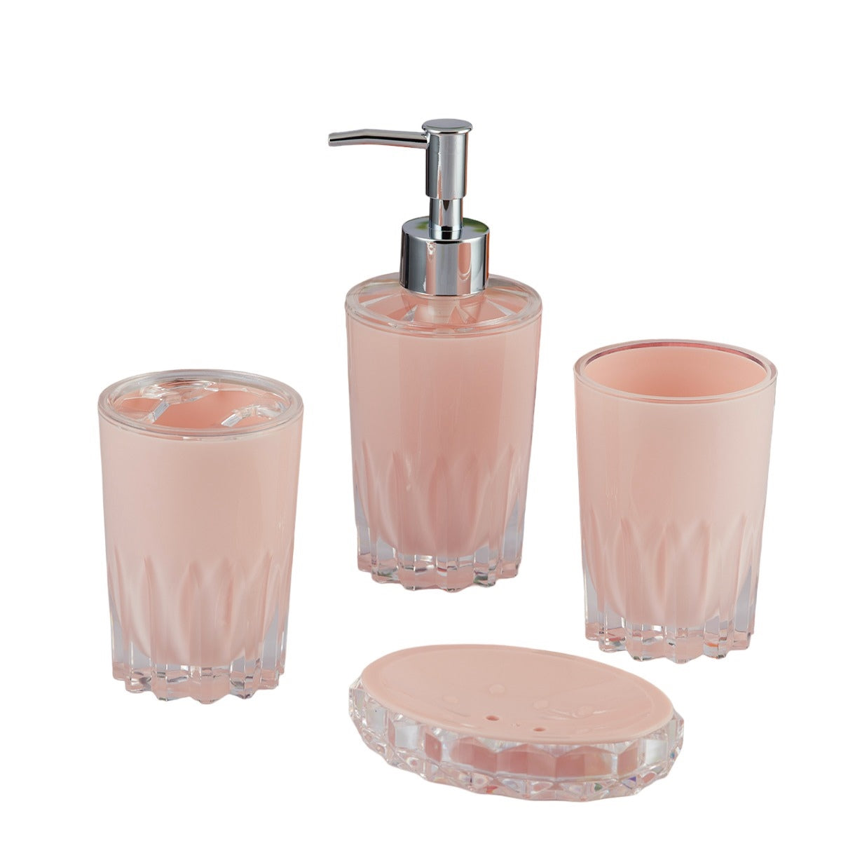 Acrylic Bathroom Accessories Set of 4 Bath Set with Soap Dispenser (8343)