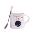 Fancy Ceramic Coffee or Tea Mug with Lid and Handle with Spoon (8414)