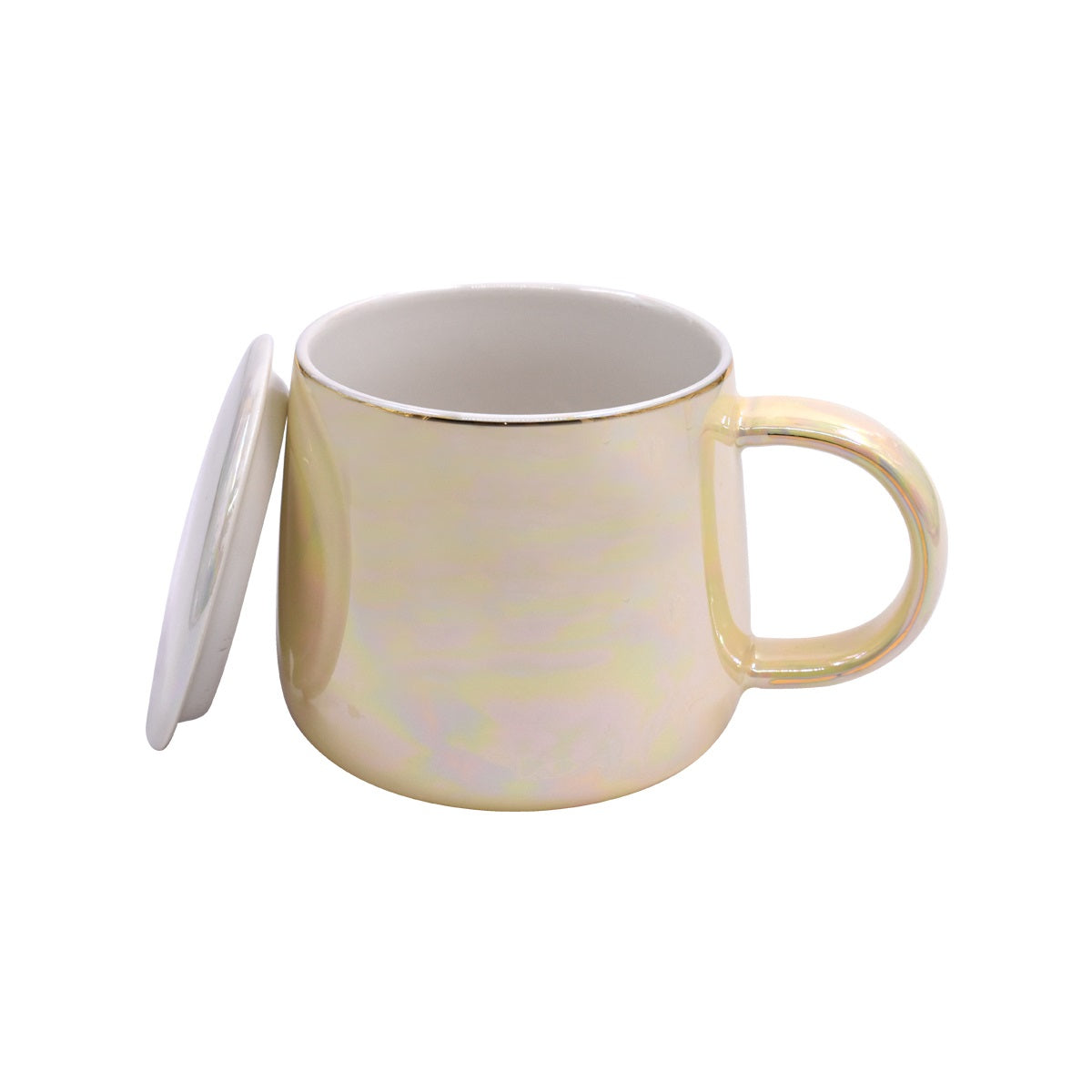 Fancy Ceramic Coffee or Tea Mug with Lid and Handle with Spoon (8436)