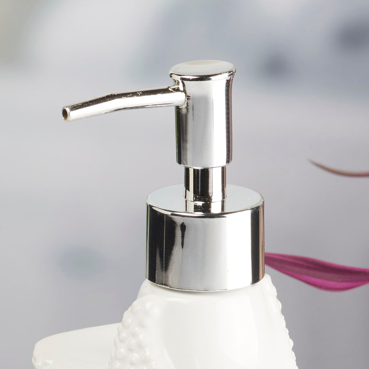 Ceramic Soap Dispenser handwash Pump for Bathroom, Set of 1, White (8465)