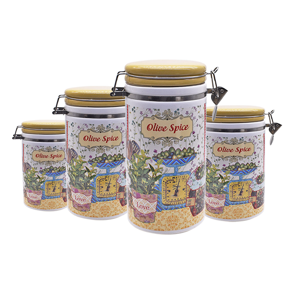 Ceramic Airtight Canister Jars & Containers Set (Pack of 4) (488-W)