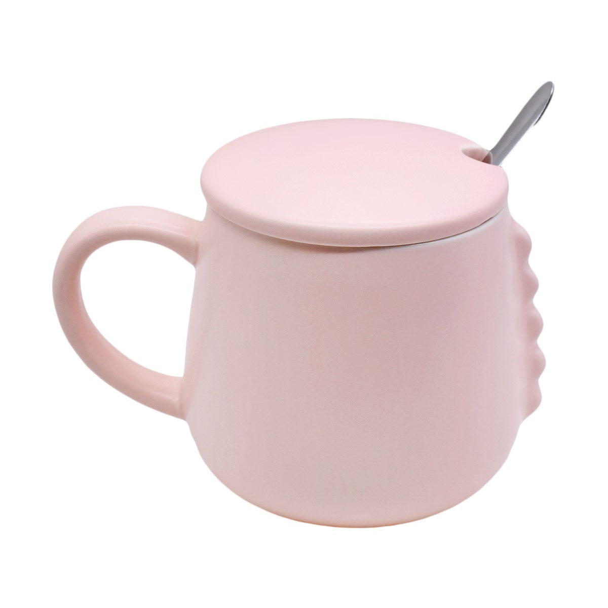 Fancy Ceramic Coffee or Tea Mug with Lid and Handle with Spoon (8505)