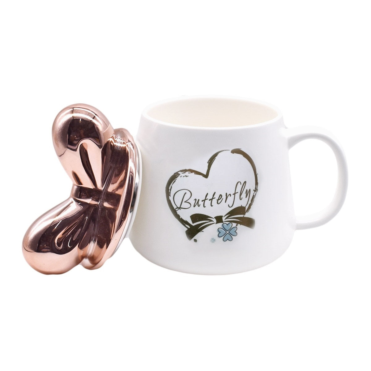 Fancy Ceramic Coffee or Tea Mug with Lid and Handle (8521)