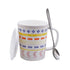 Fancy Ceramic Coffee or Tea Mug with Lid and Handle with Spoon (8537)